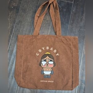 Authentic Pop Mart CRY BABY Corduroy Tote Bag